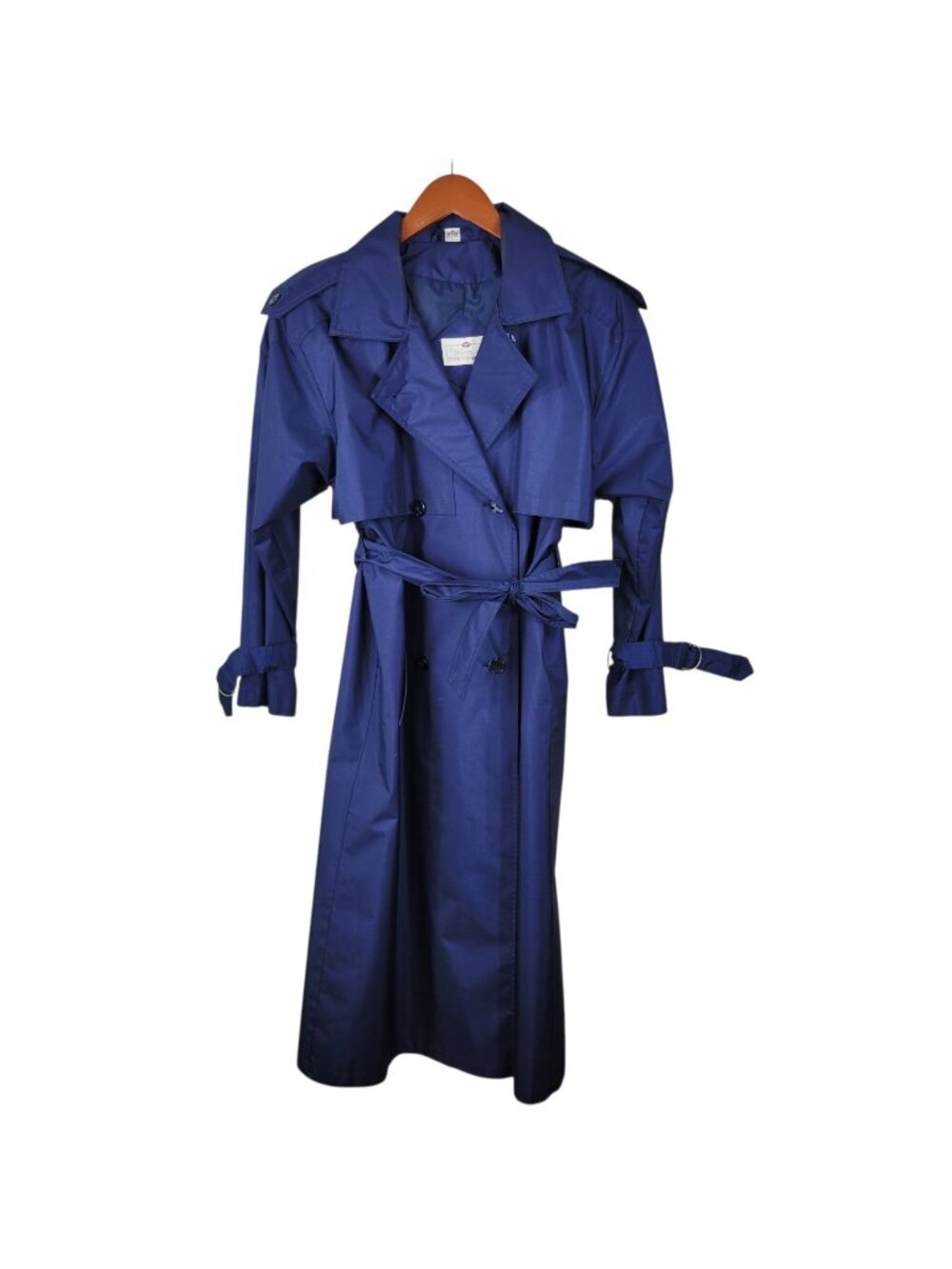 Vintage Trench Coat 6 Petite Peacoat Raincoat Spring Navy Detective Long Duster